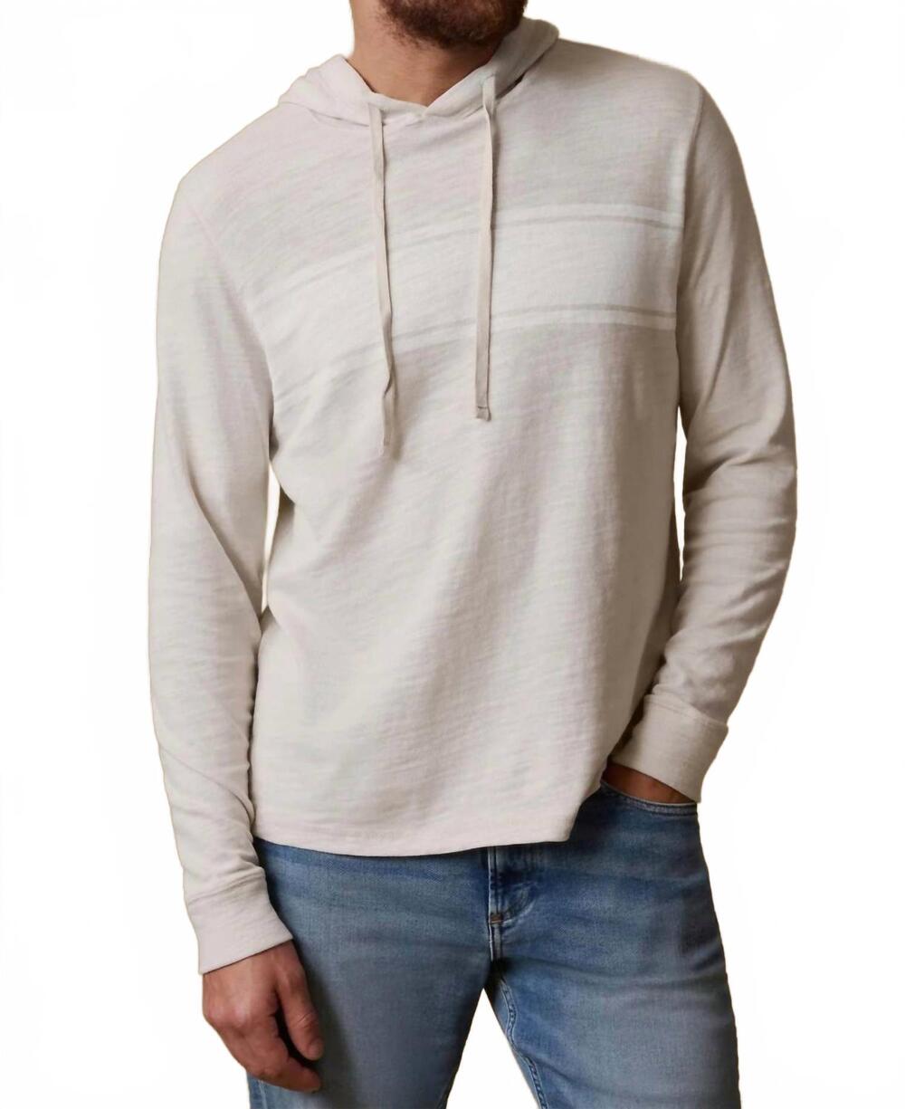 NEW FAHERTY sunwashed slub hoodie in ice grey surf stripe